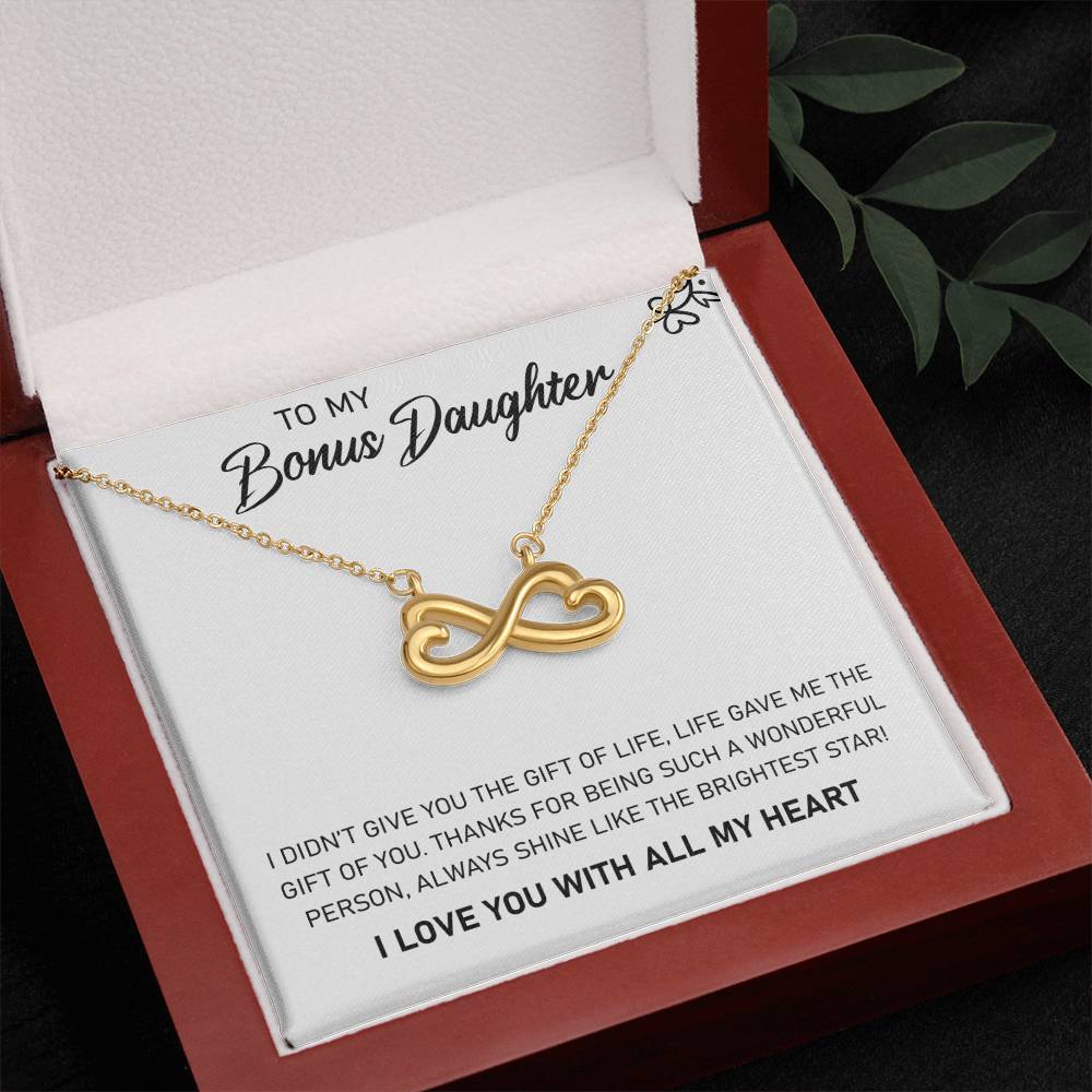 To My Bonus Daughter, Always Shine Like The Brightest Star -Endless Love Necklace