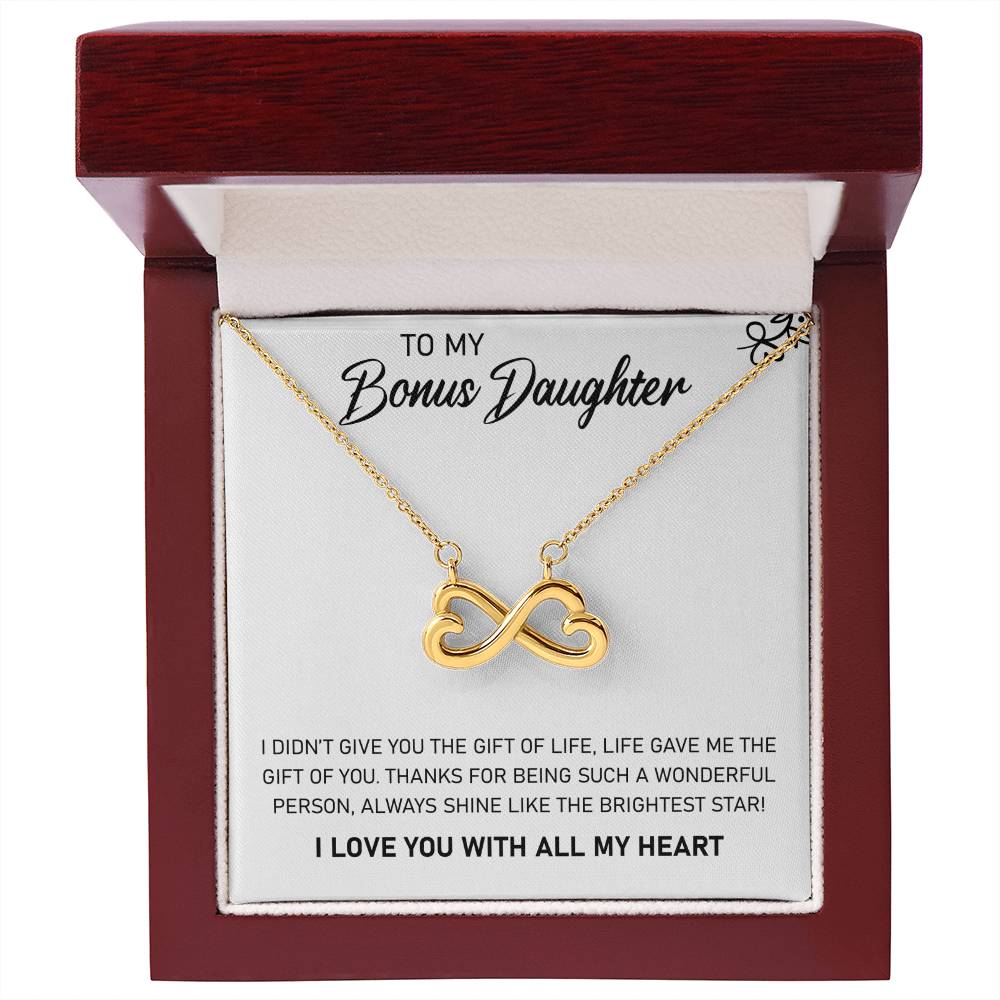 To My Bonus Daughter, Always Shine Like The Brightest Star -Endless Love Necklace