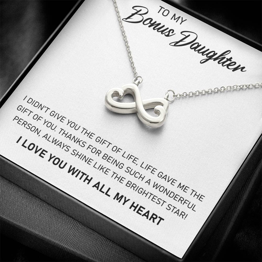 To My Bonus Daughter, Always Shine Like The Brightest Star -Endless Love Necklace