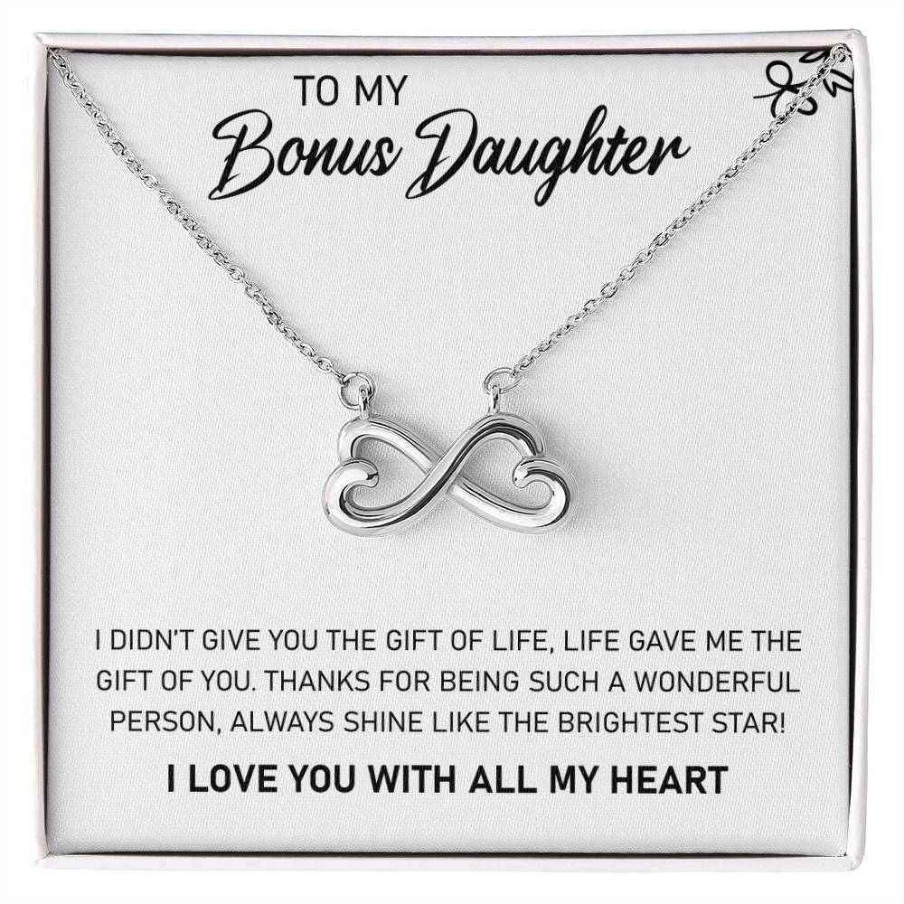 To My Bonus Daughter, Always Shine Like The Brightest Star -Endless Love Necklace