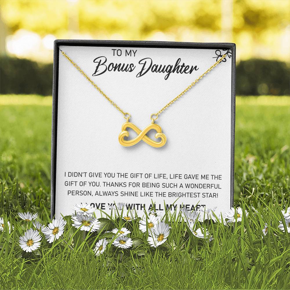 To My Bonus Daughter, Always Shine Like The Brightest Star -Endless Love Necklace